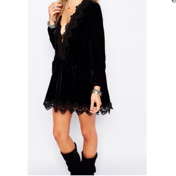 Free People Black Lace Trim Robe - Picture 11 of 11